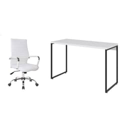 Conjunto de Mesa Studio 120 cm com Cadeira de Escritório Diretor Giratória Cleaner Branca