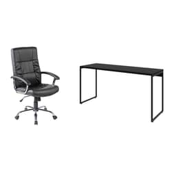 Conjunto de Mesa Studio 150 cm com Cadeira de Escritório Presidente Giratória com Relax Office Plus Preta