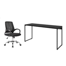 Conjunto de Mesa Studio 150 cm com Cadeira de Escritório Secretária Giratória Light Preta