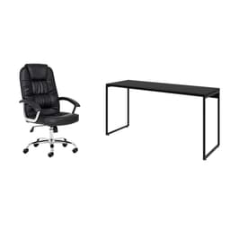 Conjunto de Mesa Studio 150 cmcom Cadeira de Escritório Presidente Giratória com Relax Finland Preta
