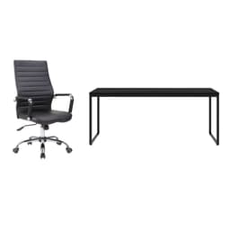 Conjunto de Mesa Studio 180 cm com Cadeira de Escritório Diretor Giratória Cleaner Preta