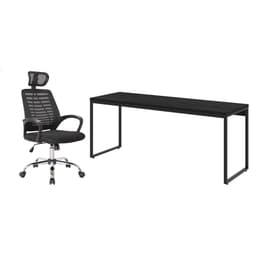 Conjunto de Mesa Studio 180 cm com Cadeira de Escritório Diretor Giratória Light Preta