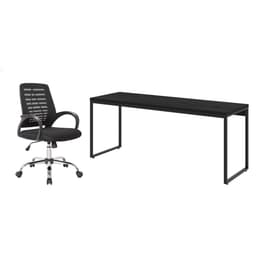 Conjunto de Mesa Studio 180 cm com Cadeira de Escritório Secretária Giratória Light Preta