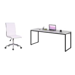 Conjunto de Mesa Studio 180 cm com Cadeira de Escritório Secretária Giratória Marilyn Branca