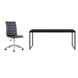 Conjunto de Mesa Studio 180 cm com Cadeira de Escritório Secretária Giratória Marilyn Preta