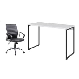 Conjunto de Mesa Studio Branca 120 cm com Cadeira de Escritório Diretor Giratória Oslo Preta
