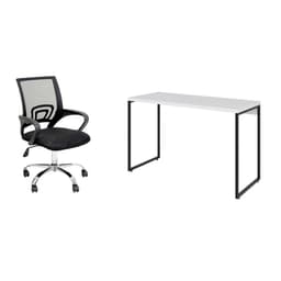 Conjunto de Mesa Studio Branca 120 cm com Cadeira de Escritório Secretária Giratória Javix Preta
