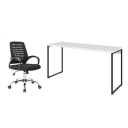 Conjunto de Mesa Studio Branca 150 cm com Cadeira de Escritório Secretária Giratória Light Preta