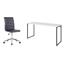 Conjunto de Mesa Studio Branca 150 cm com Cadeira de Escritório Secretária Giratória Marilyn Preta