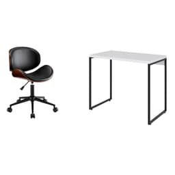 Conjunto de Mesa Studio Branca e Preta com Cadeira de Escritório Diretor Giratória Bergen Preta