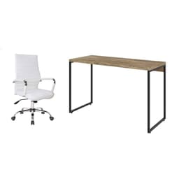 Conjunto de Mesa Studio Carvalho 120 cm com Cadeira de Escritório Diretor Giratória Cleaner Branca