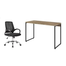 Conjunto de Mesa Studio Carvalho 120 cm com Cadeira de Escritório Secretária Giratória Light Preta