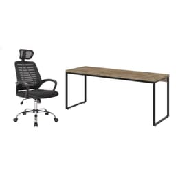 Conjunto de Mesa Studio Carvalho 180 cm com Cadeira de Escritório Diretor Giratória Light Preta
