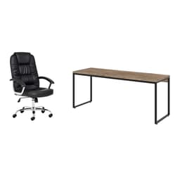 Conjunto de Mesa Studio Carvalho 180 cm com Cadeira de Escritório Presidente Giratória com Relax Finland Preta