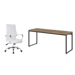 Conjunto de Mesa Studio Carvalho e Preta 180 cm com Cadeira de Escritório Diretor Giratória Cleaner Branca