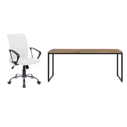 Conjunto de Mesa Studio Carvalho e Preta 180 cm com Cadeira de Escritório Diretor Giratória Oslo Branca