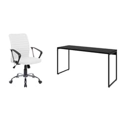Conjunto de Mesa Studio Preta 150 cm com Cadeira de Escritório Diretor Giratória Oslo Branca