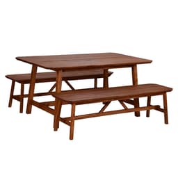 Conjunto de Mesa com 2 Bancos de Jantar Famille Amêndoa Rustico