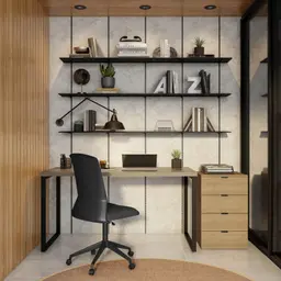 Conjunto de Mesa de Escritório  150 cm e Gaveteiro Munique 4 GV Carvalho