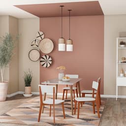 Conjunto de Mesa de Jantar Adele com Tampo de Vidro Off White e 4 Cadeiras Pé Palito Tóquio Branco