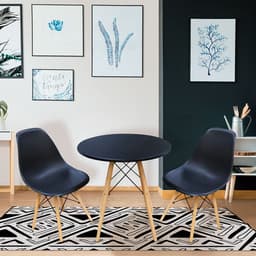 Conjunto de Mesa de Jantar com 2 Cadeiras Eames Preto