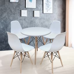 Conjunto de Mesa de Jantar com 4 Cadeiras Eames Branco