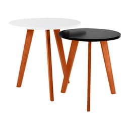 Conjunto de Mesas Laterais Tóquio Branca Alta e Preta Baixa