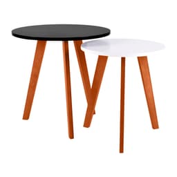 Conjunto de Mesas Laterais Tóquio Preta Alta e Branca Baixa