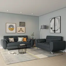Conjunto de Sofá 2 e 3 Lugares Larissa II Suede Cinza