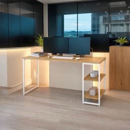 Escrivaninha com Estante Urban Mel e Branca 150x75 cm