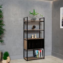 Estante Industrial UrbnFlex 2 PT Preta e Mel 152 cm