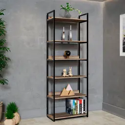 Estante Industrial UrbnFlex Preta e Mel 190 cm