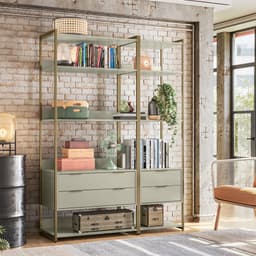 Guarda-Roupa Closet Industrial Mital 4 Gavetas Off White e Dourado 143 cm