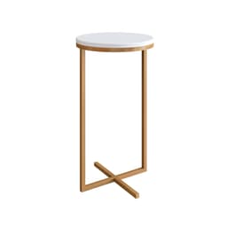 Mesa Lateral Redonda Volpi Branca e Dourada 56x30 cm