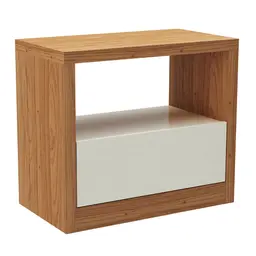 Mesa de Cabeceira Tânia 1 Gaveta Freijó e Off White