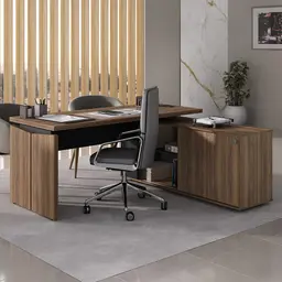 Mesa de Escritório em L Connect II 1 PT Nogal e Preta