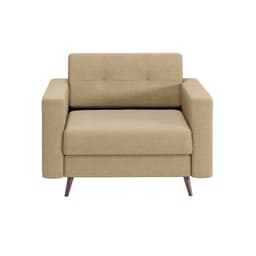 Poltrona Living Pé Palito Linho Cotton Bege