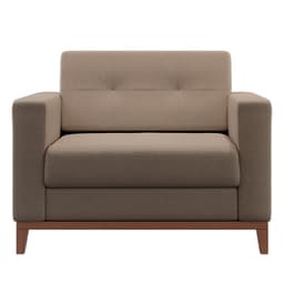 Poltrona Living Pés e Base em Madeira Linho Cotton Bege