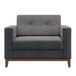 Poltrona Living Pés e Base em Madeira Linho Cotton Cinza