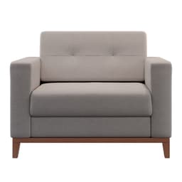 Poltrona Living Pés e Base em Madeira Linho Cotton Cru