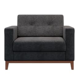 Poltrona Living Pés e Base em Madeira Linho Cotton Grafite