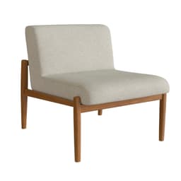 Poltrona Narvi Poliéster Bege Claro e Nogueira