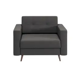 Poltrona Pé Palito Living Linho Cotton Grafite