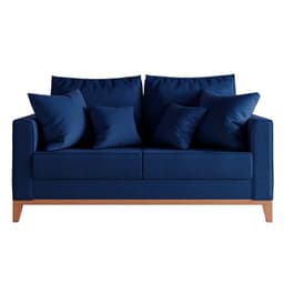 Sofá 2 Lugares Beny Base de Madeira Linho Cotton Azul Marinho