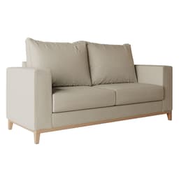 Sofá 2 Lugares Davos Base de Madeira Linho Cotton Bege