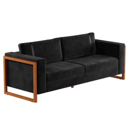 Sofá 2 Lugares Lin Veludo Preto e Amêndoa 180 cm