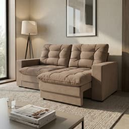 Sofá 2 Lugares Retrátil Lubeck Plush Suede Bege 140 cm