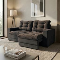 Sofá 2 Lugares Retrátil Lubeck Plush Suede Grafite 140 cm