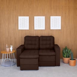 Sofá 2 Lugares Retrátil Lubeck Plush Suede Marrom 140 cm