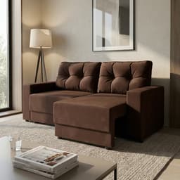Sofá 2 Lugares Retrátil Lubeck Suede Marrom 140 cm